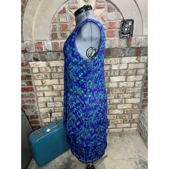 illusion dress tank tiered flutter front jacket purple blue green - Picture 8 of 16